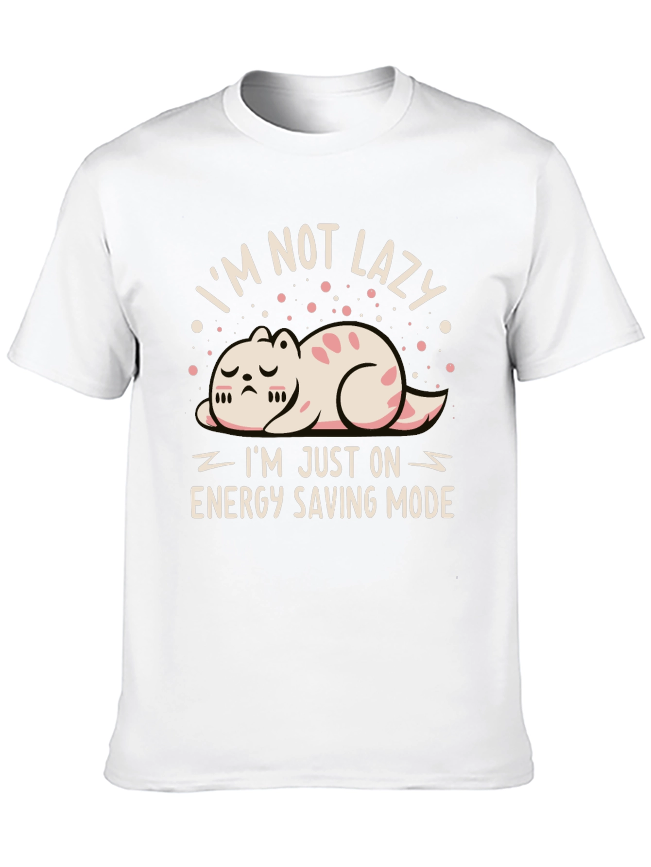 Funny Cat Energy Saving Mode Black T-Shirt