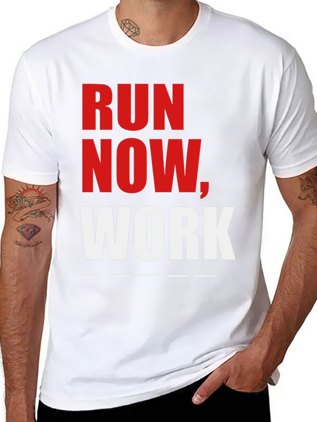 Run Now Work Later Black Graphic T-Shirt