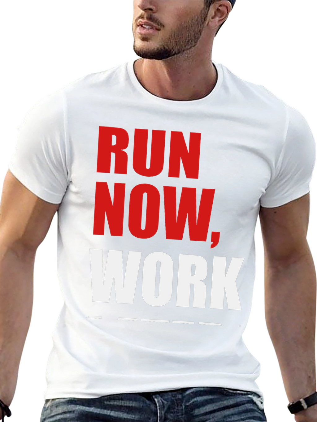 Run Now Work Later Black Graphic T-Shirt