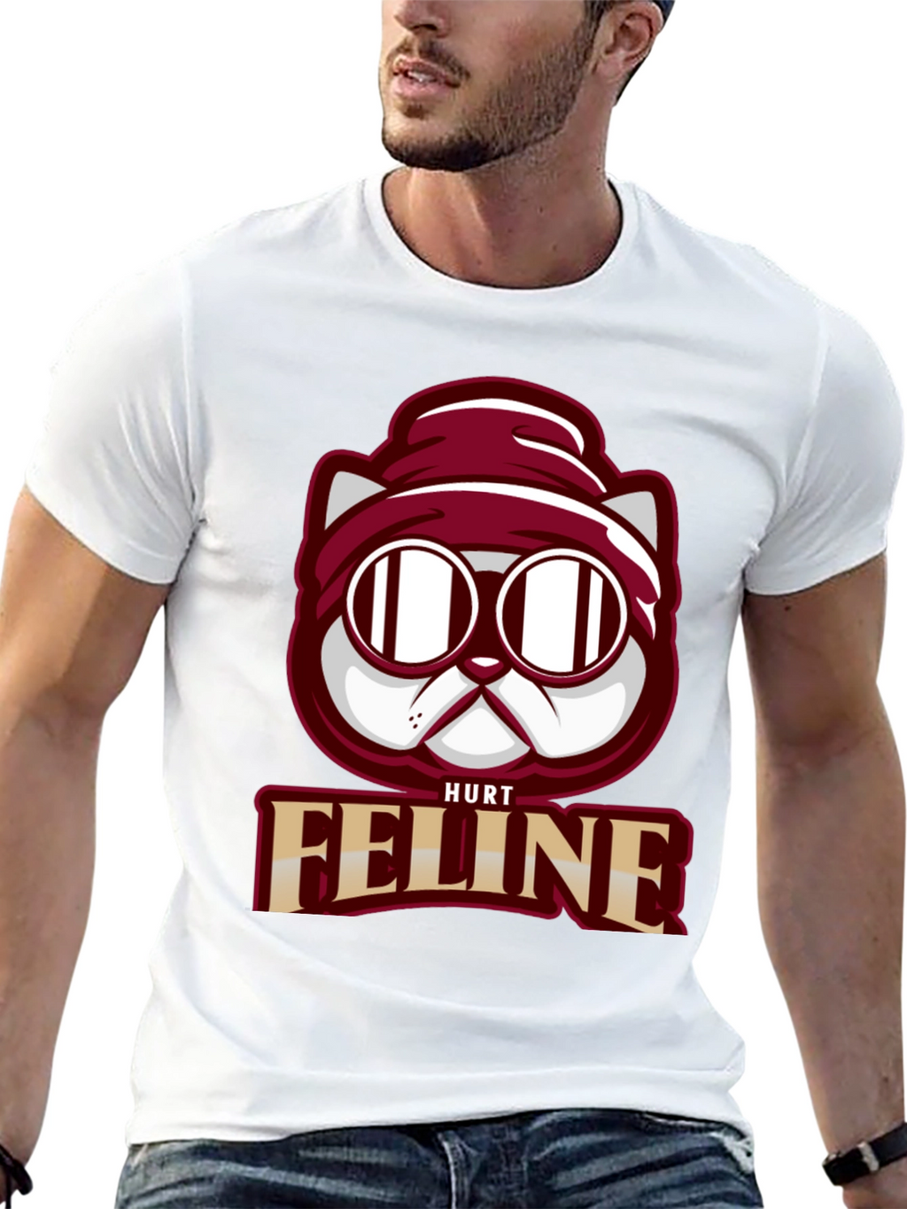 Hurt Feline T-Shirt - Cool Cat Graphic Tee