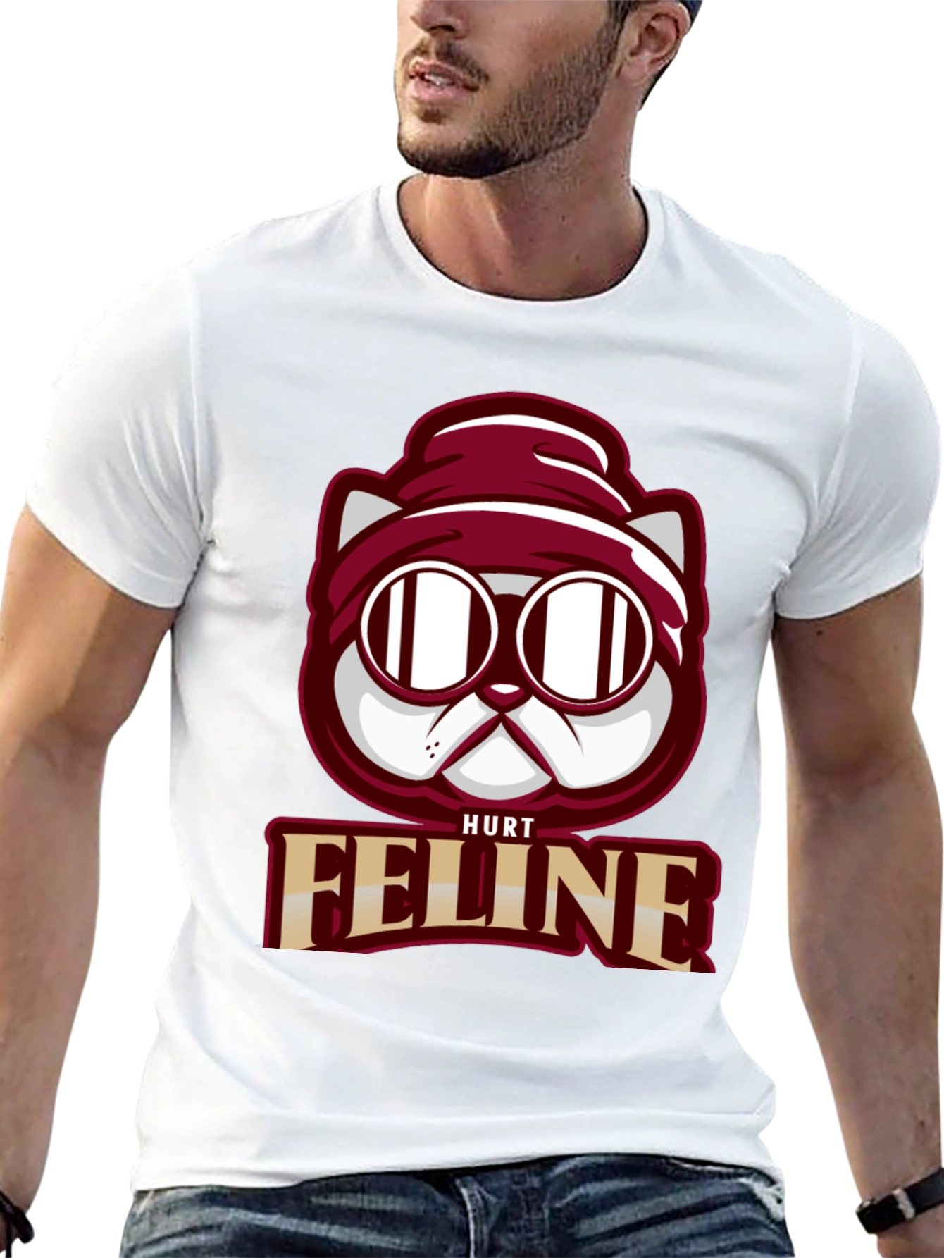 Hurt Feline T-Shirt - Cool Cat Graphic Tee