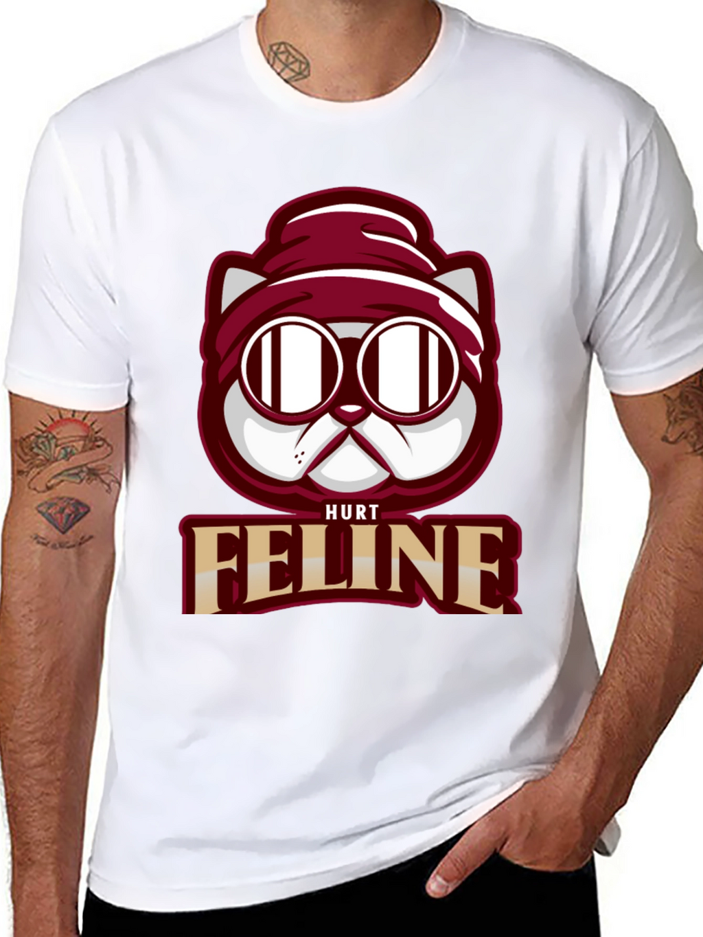Hurt Feline T-Shirt - Cool Cat Graphic Tee