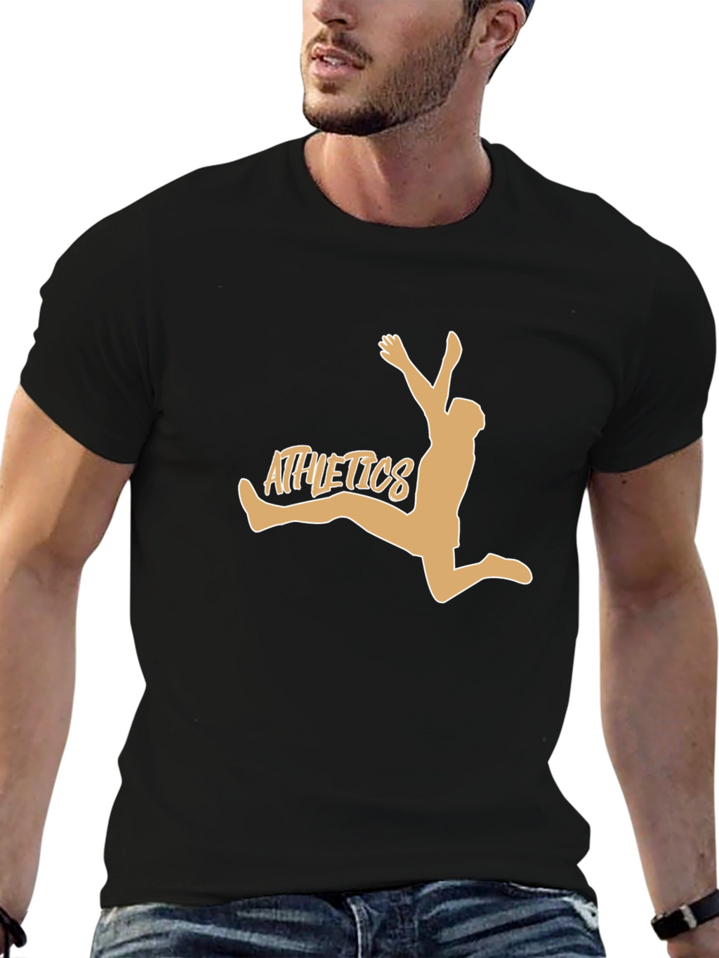 Athletics Graphic Tee - Black Cotton Blend T-Shirt