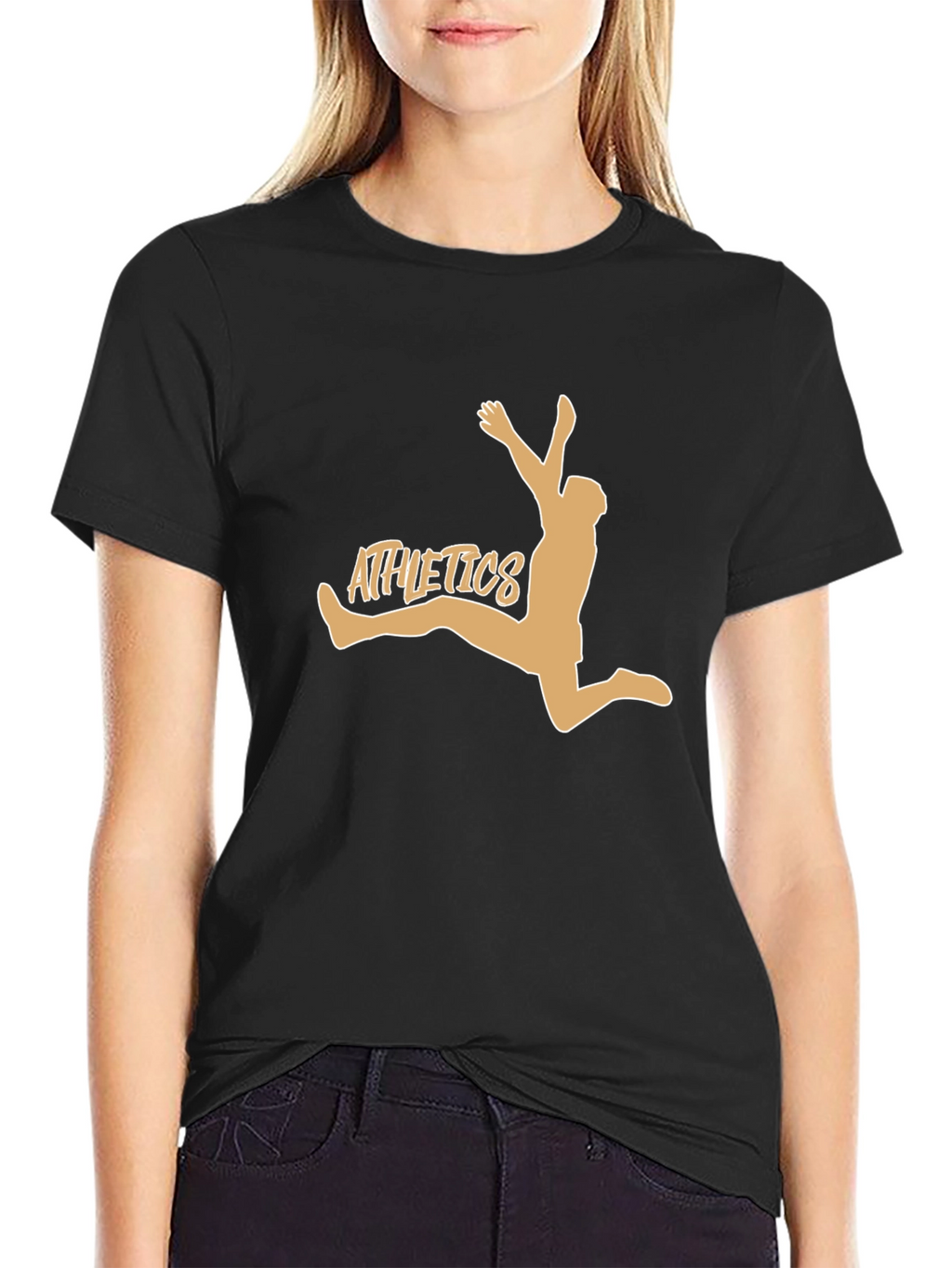 Athletics Graphic Tee - Black Cotton Blend T-Shirt