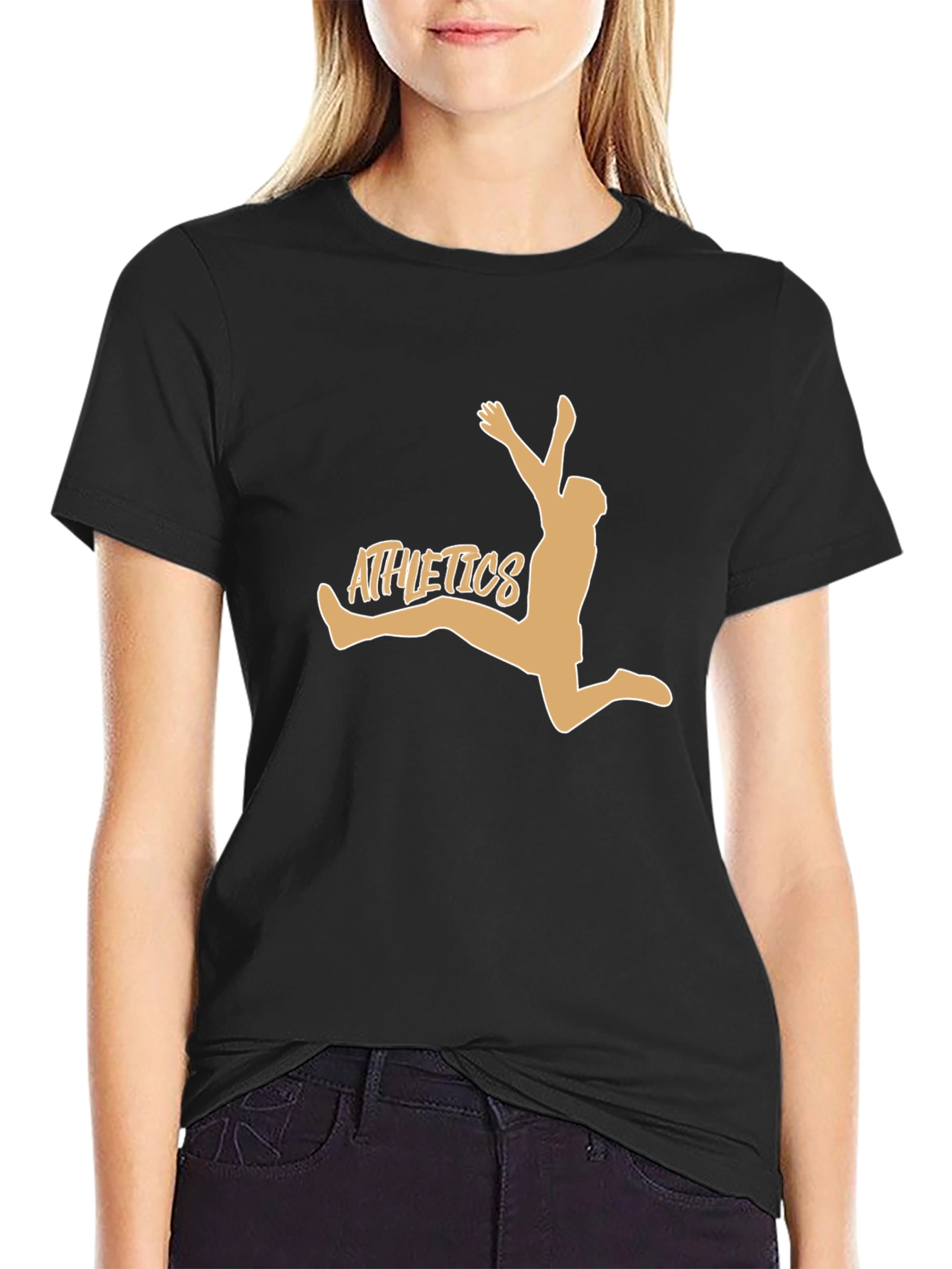 Athletics Graphic Tee - Black Cotton Blend T-Shirt