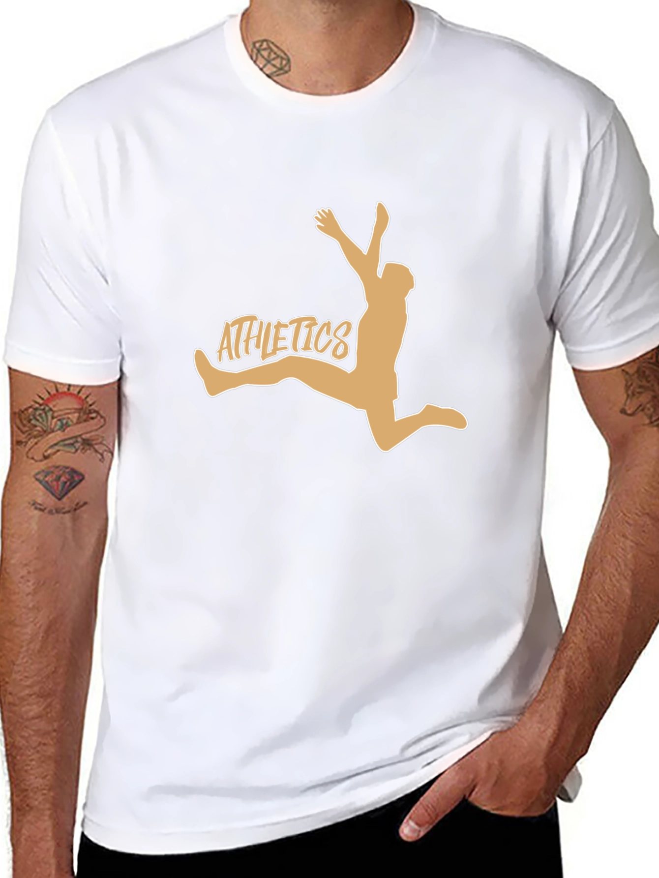 Athletics Graphic Tee - Black Cotton Blend T-Shirt