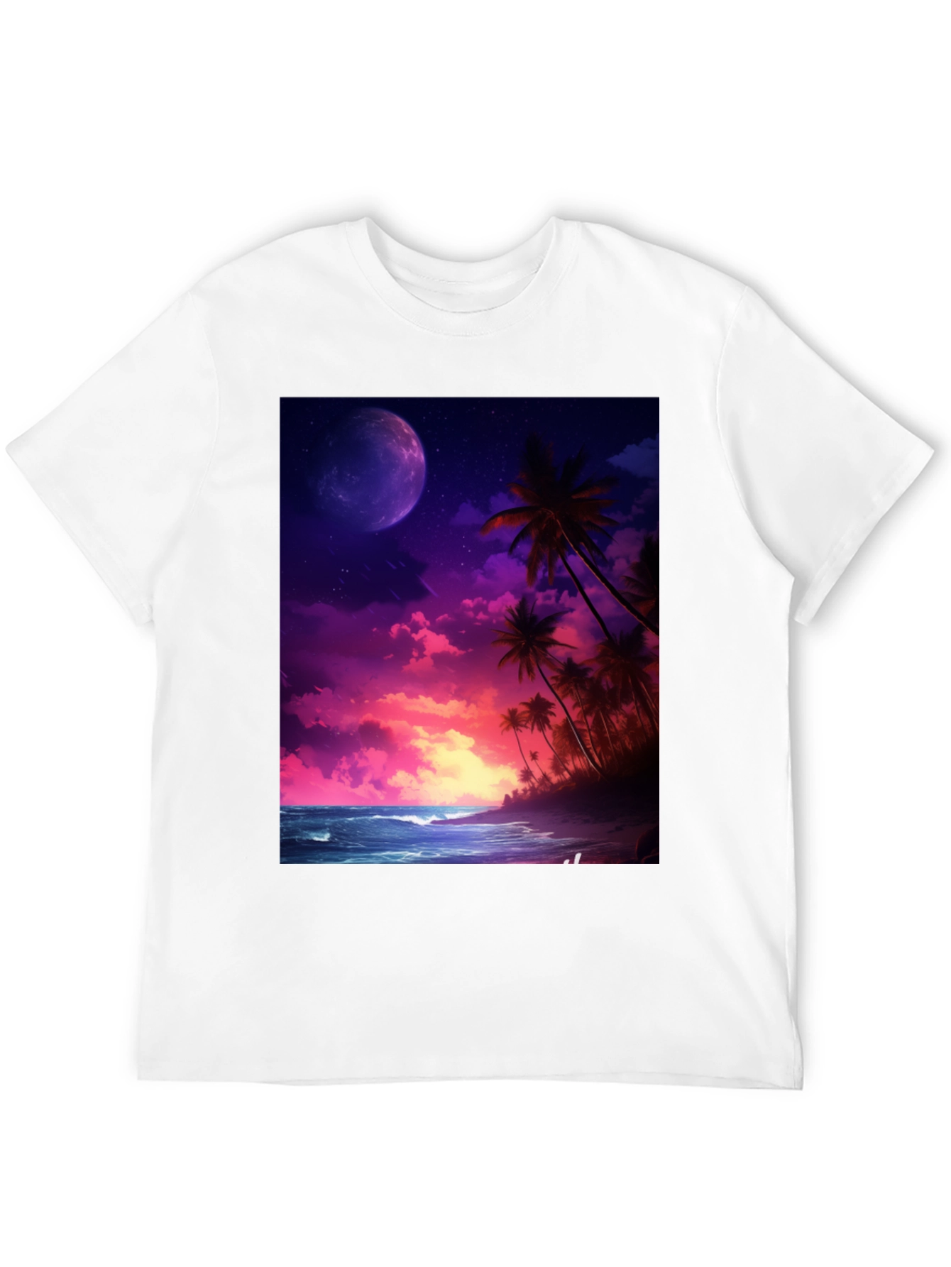 Tropical Moon Graphic Tee - Mens Black T-Shirt