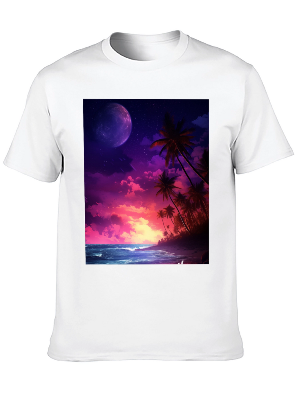 Tropical Moon Graphic Tee - Mens Black T-Shirt