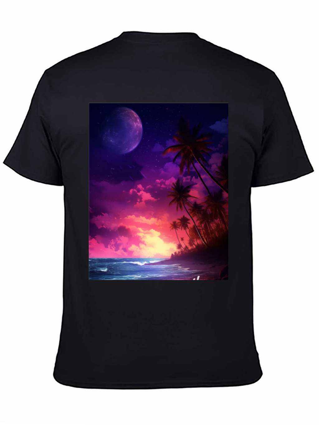 Tropical Moon Graphic Tee - Mens Black T-Shirt