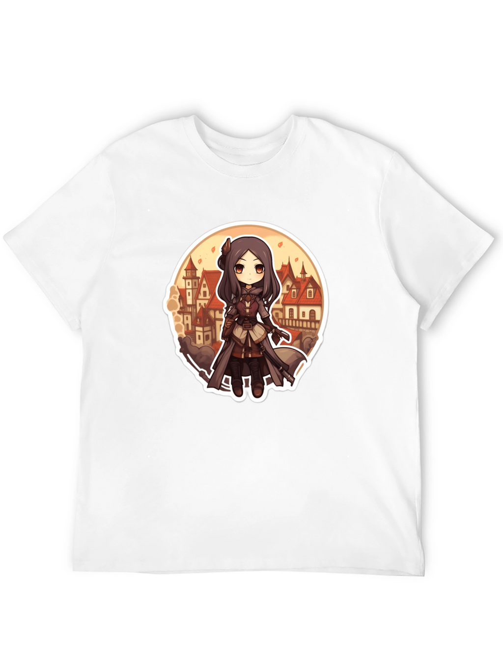 Anime Girl T-Shirt - Black Cotton Blend Graphic Tee