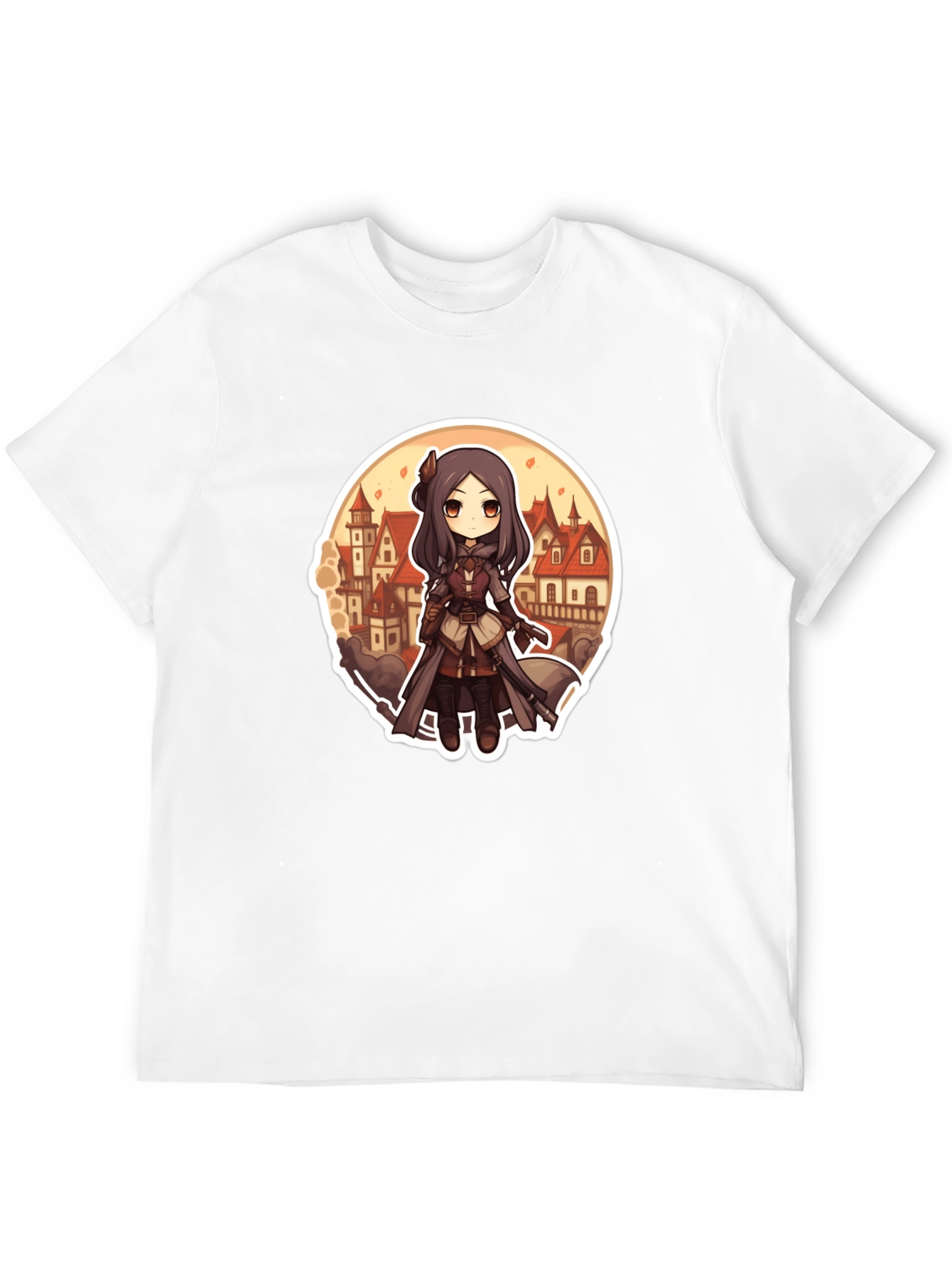 Anime Girl T-Shirt - Black Cotton Blend Graphic Tee