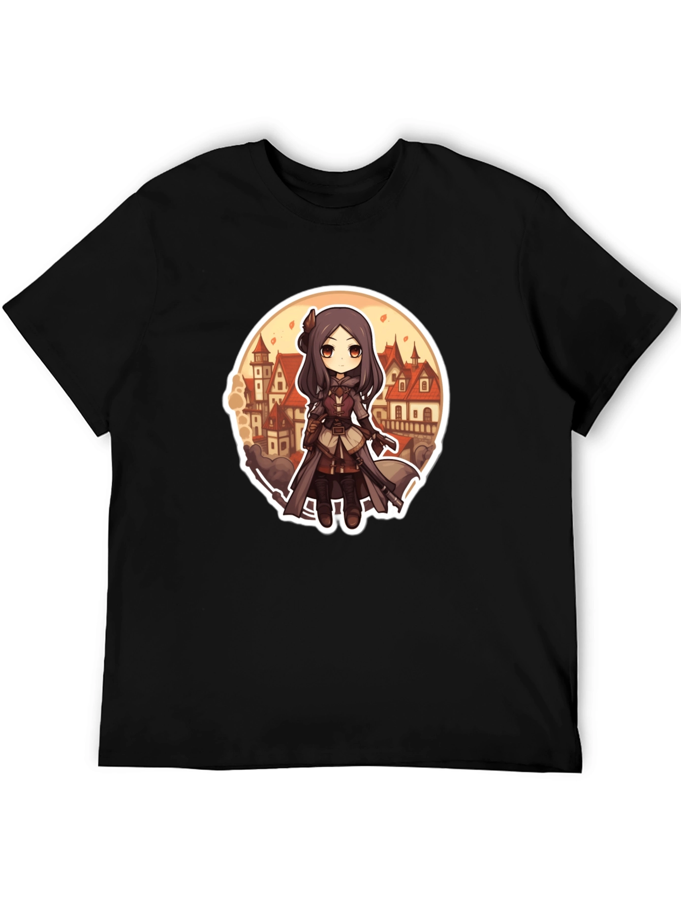 Anime Girl T-Shirt - Black Cotton Blend Graphic Tee