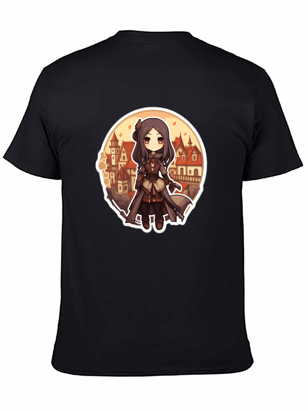 Anime Girl T-Shirt - Black Cotton Blend Graphic Tee