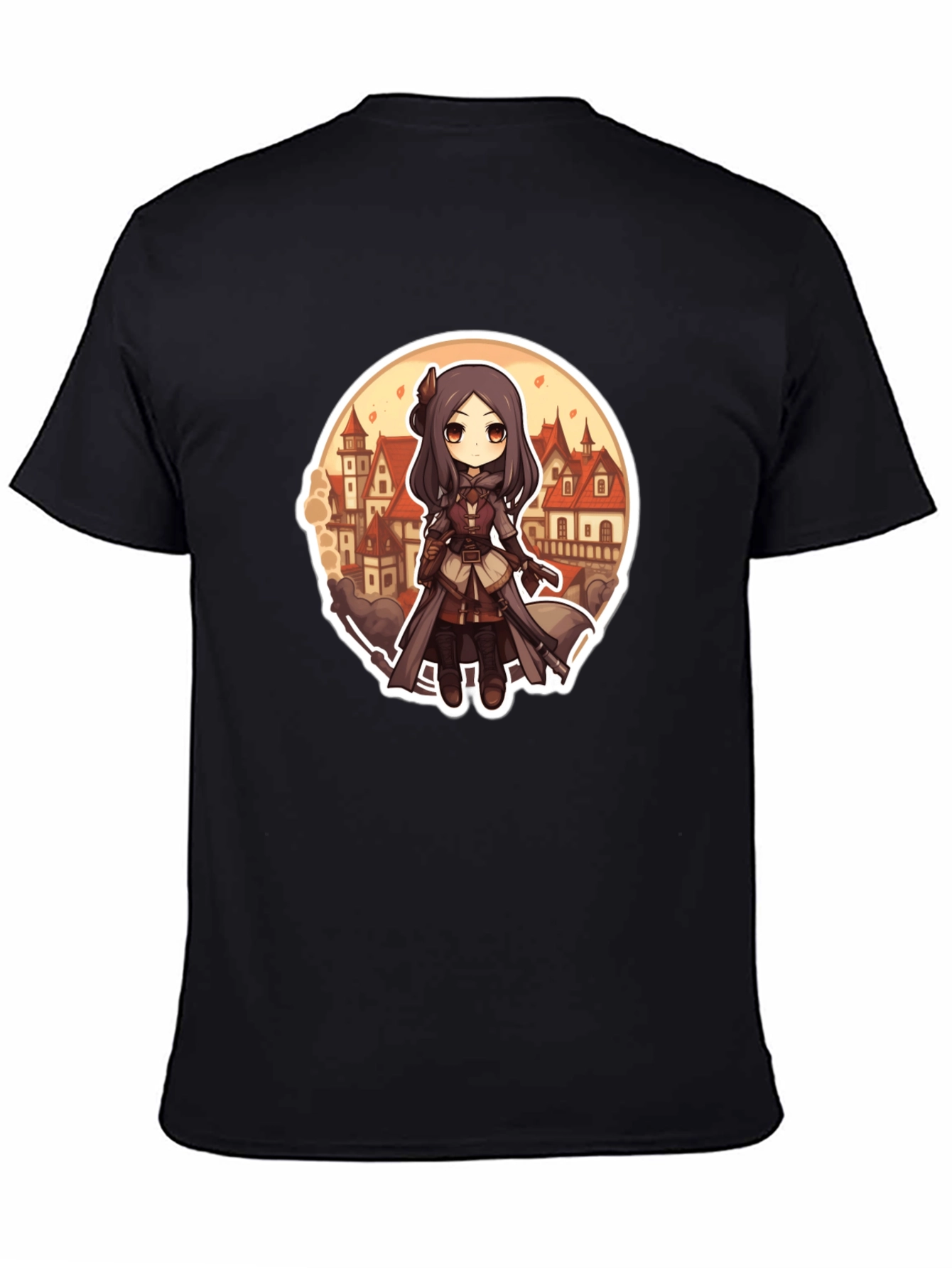 Anime Girl T-Shirt - Black Cotton Blend Graphic Tee
