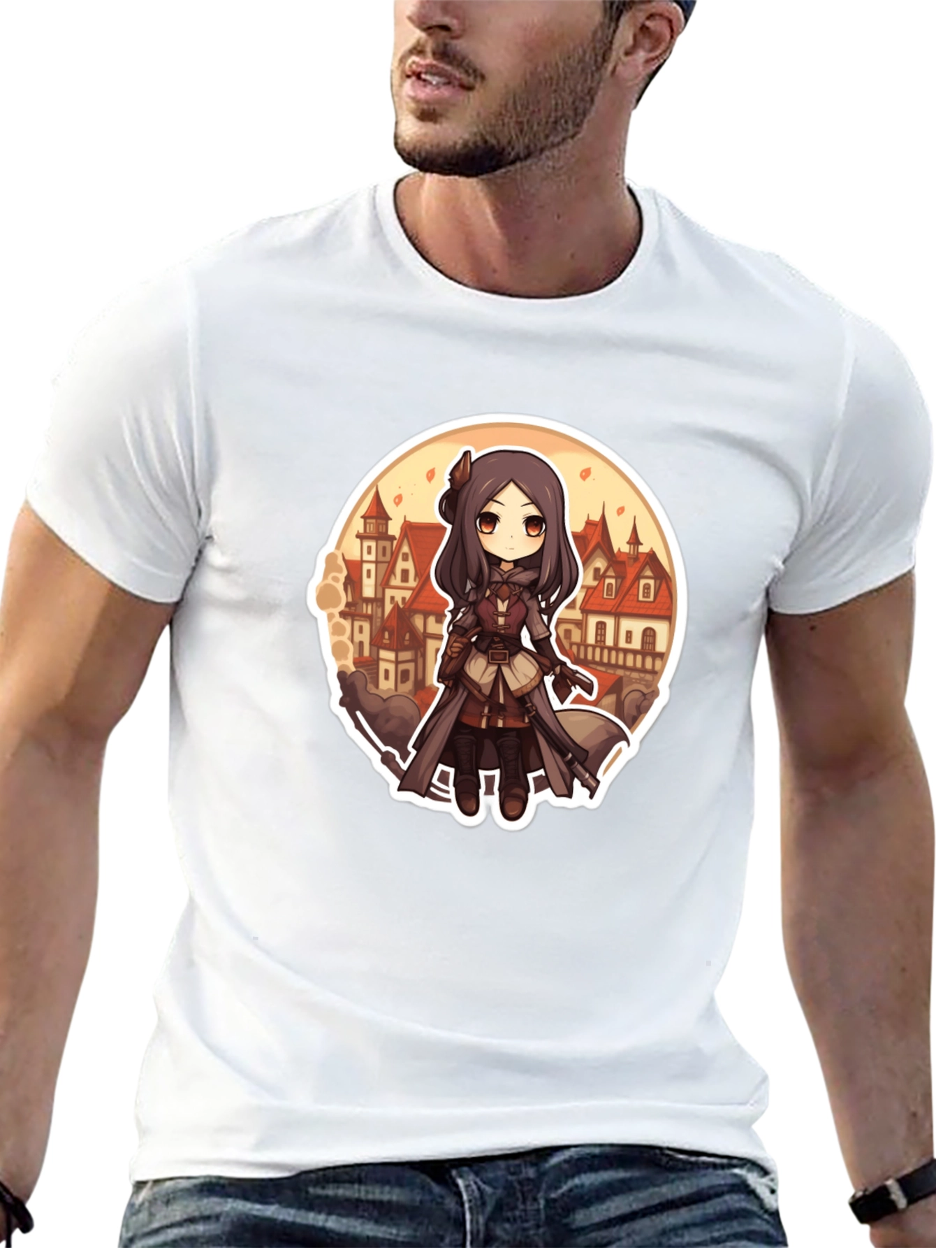 Anime Girl T-Shirt - Black Cotton Blend Graphic Tee