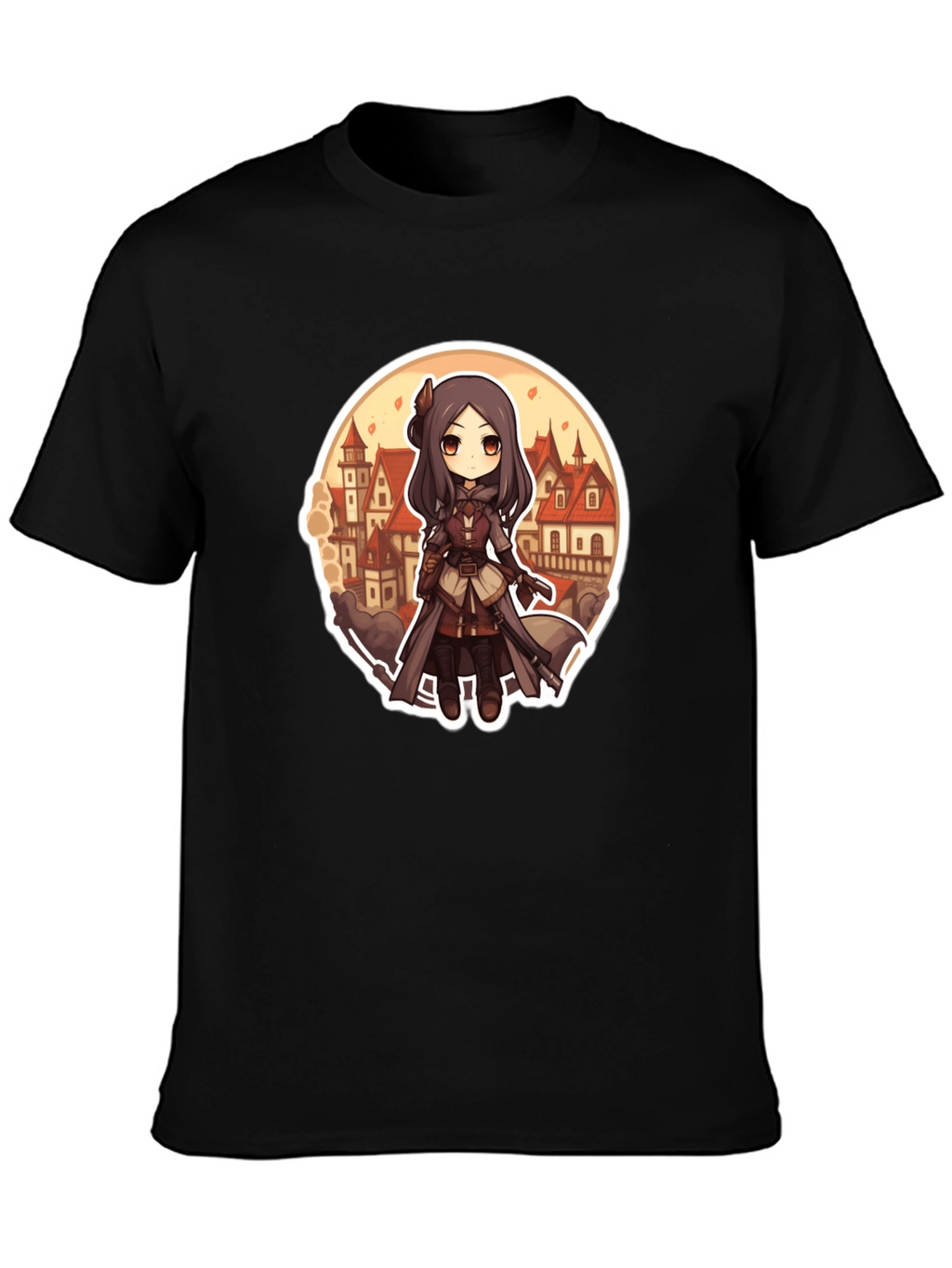 Anime Girl T-Shirt - Black Cotton Blend Graphic Tee