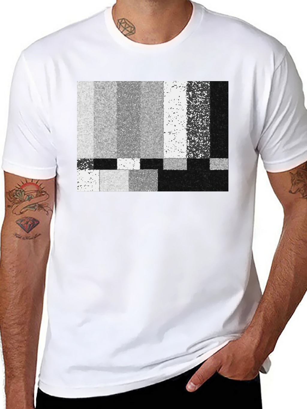 Static Pattern Graphic T-Shirt - Classic Black Tee