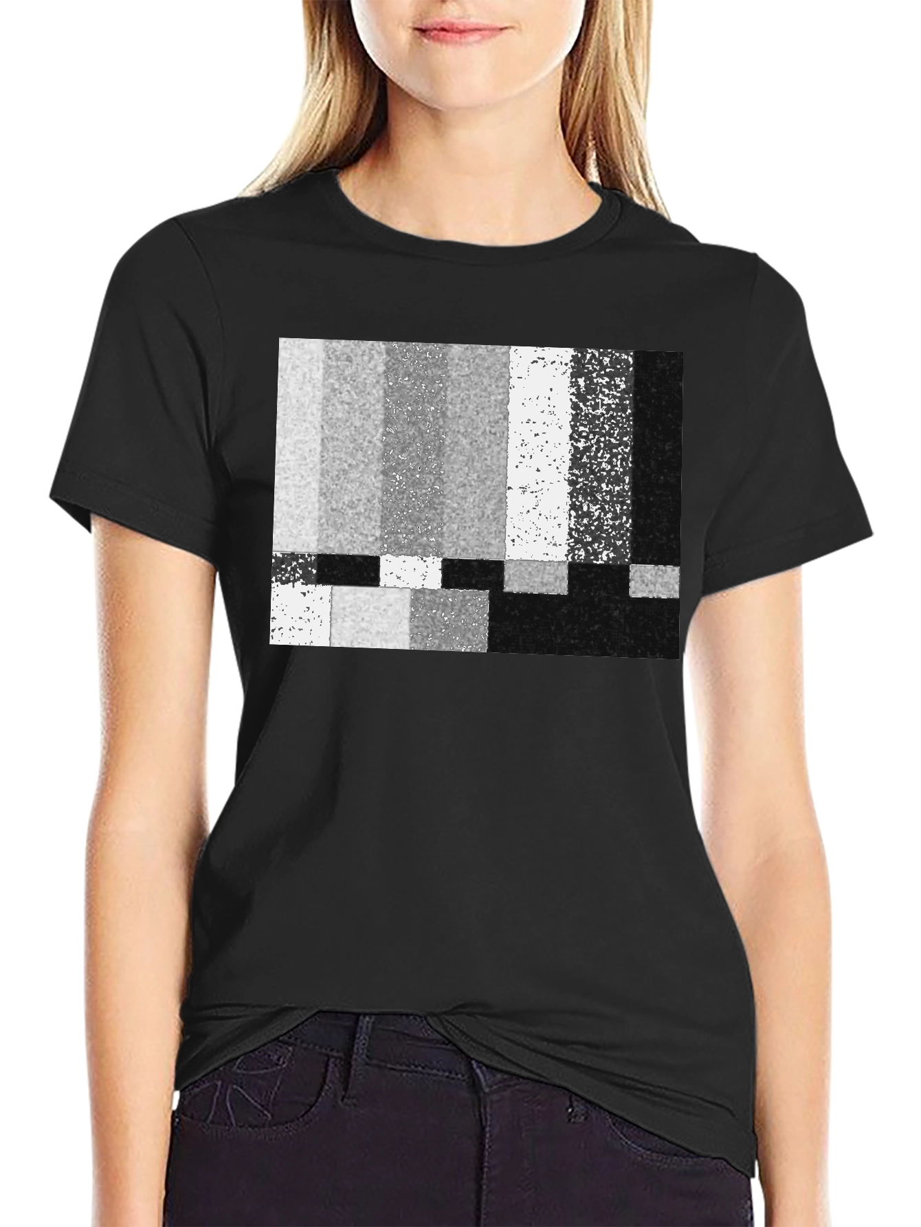 Static Pattern Graphic T-Shirt - Classic Black Tee