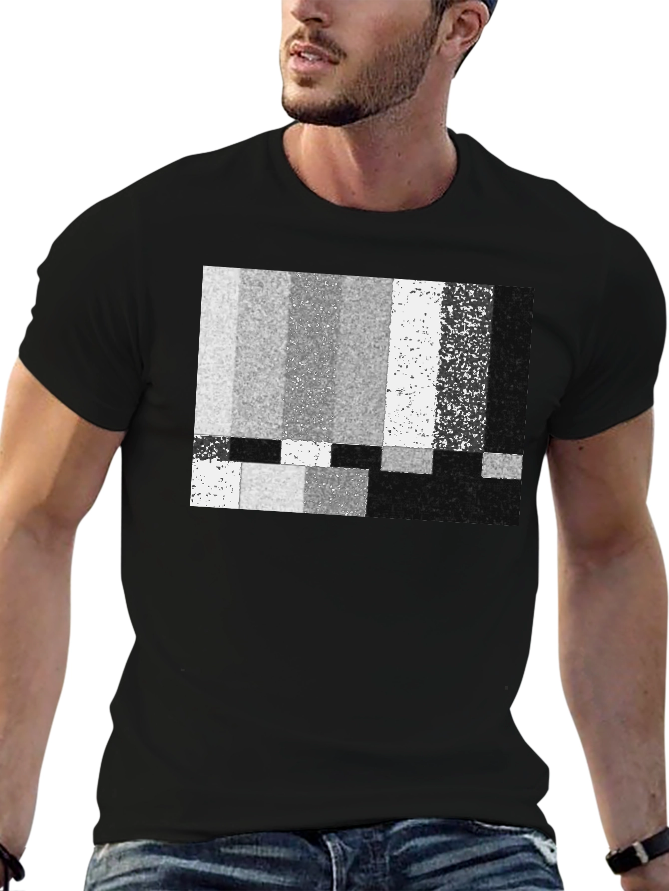 Static Pattern Graphic T-Shirt - Classic Black Tee