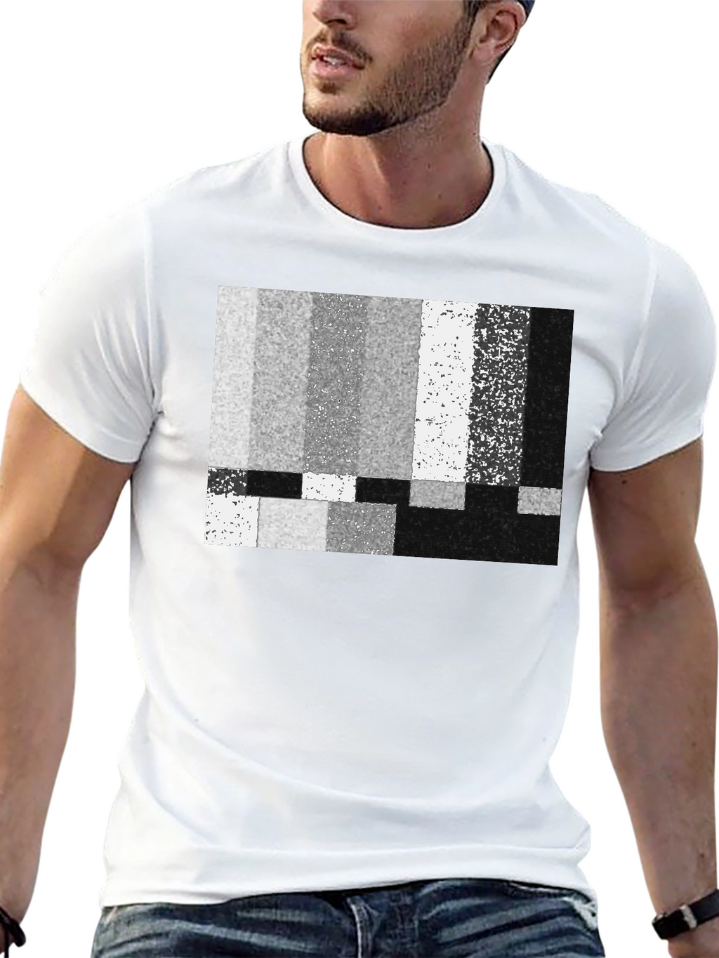 Static Pattern Graphic T-Shirt - Classic Black Tee