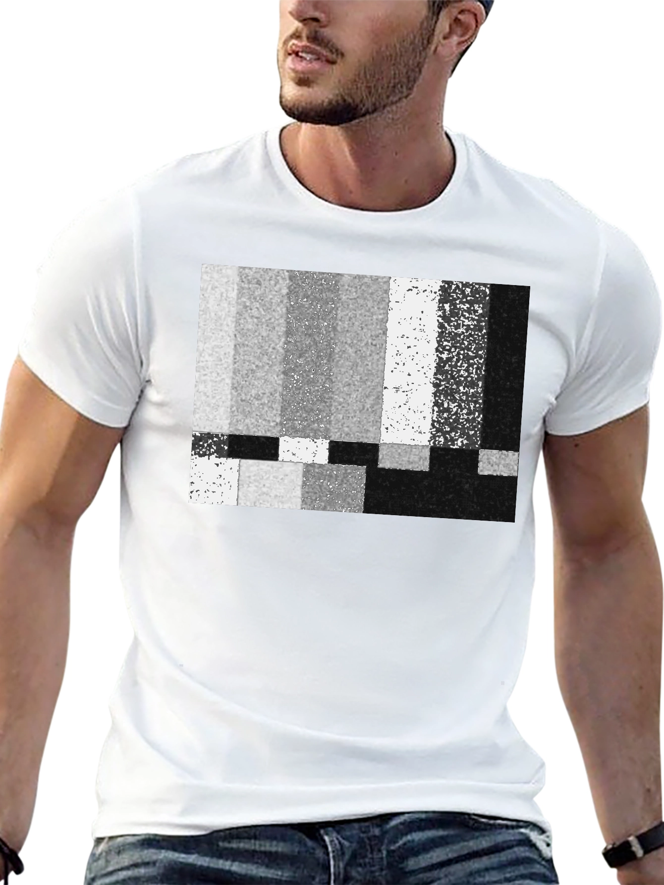 Static Pattern Graphic T-Shirt - Classic Black Tee