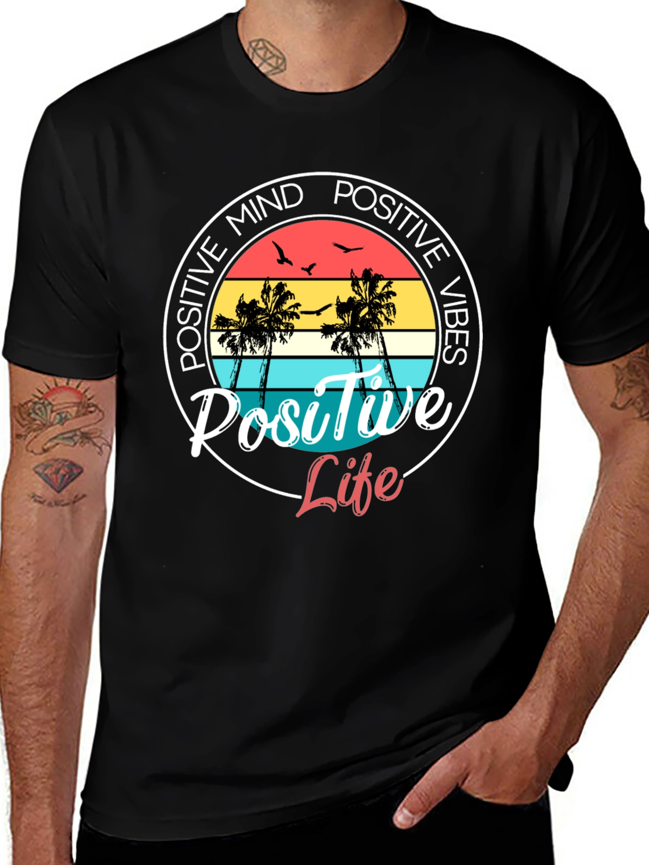 Positive Mind Positive Vibes Black T-Shirt