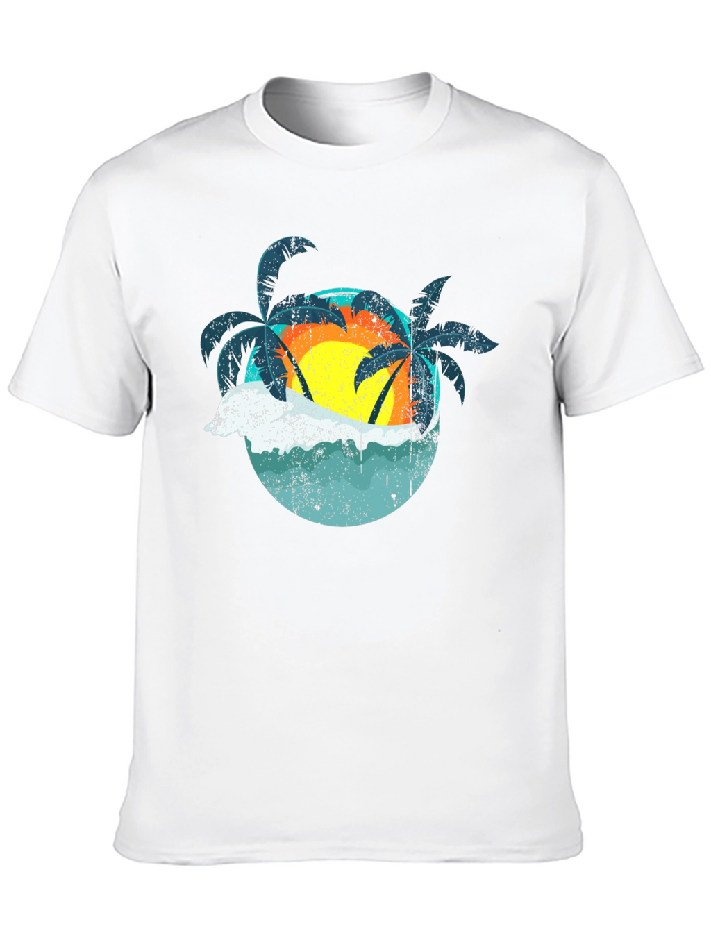 Retro Sunset Palms T-Shirt - Black