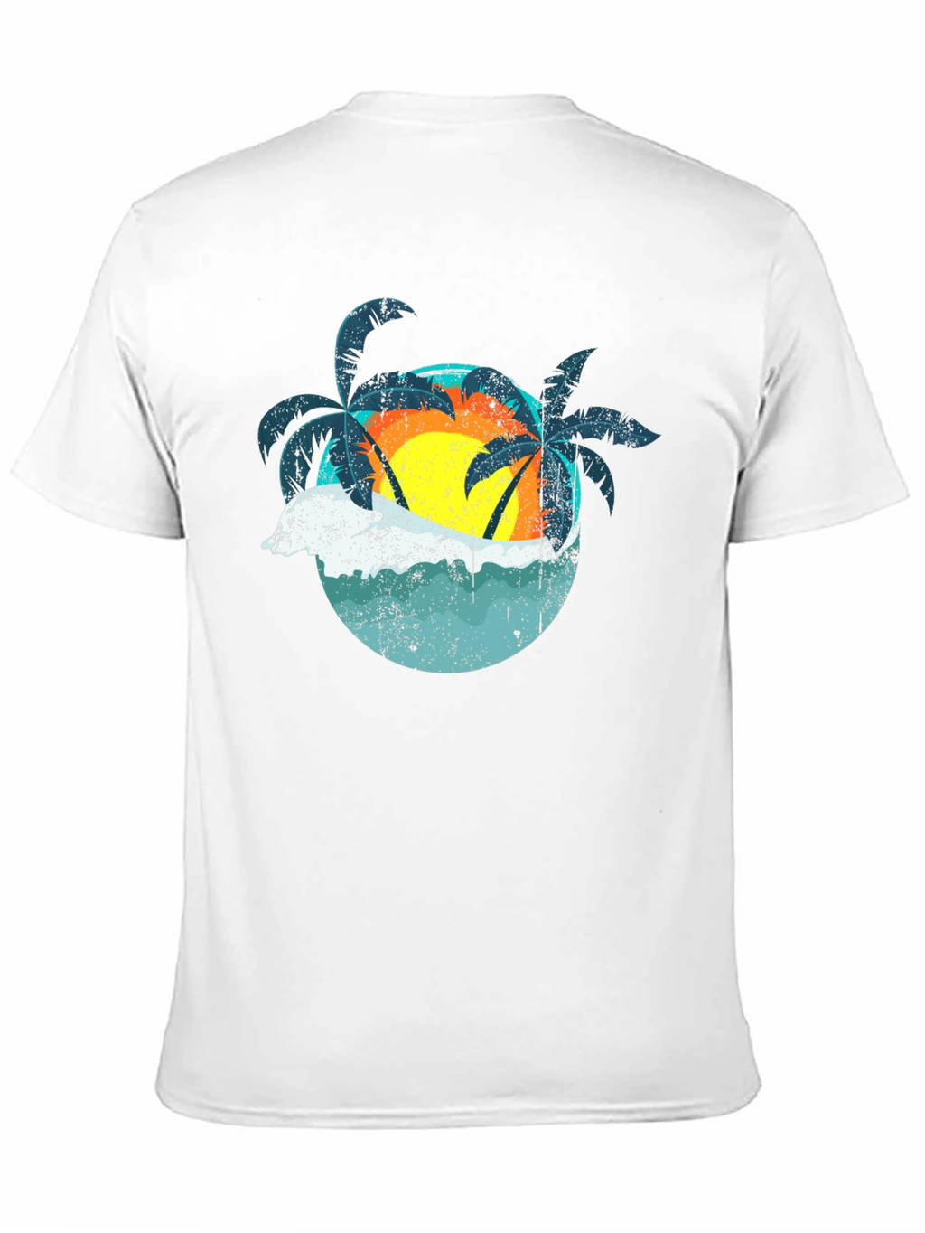 Retro Sunset Palms T-Shirt - Black