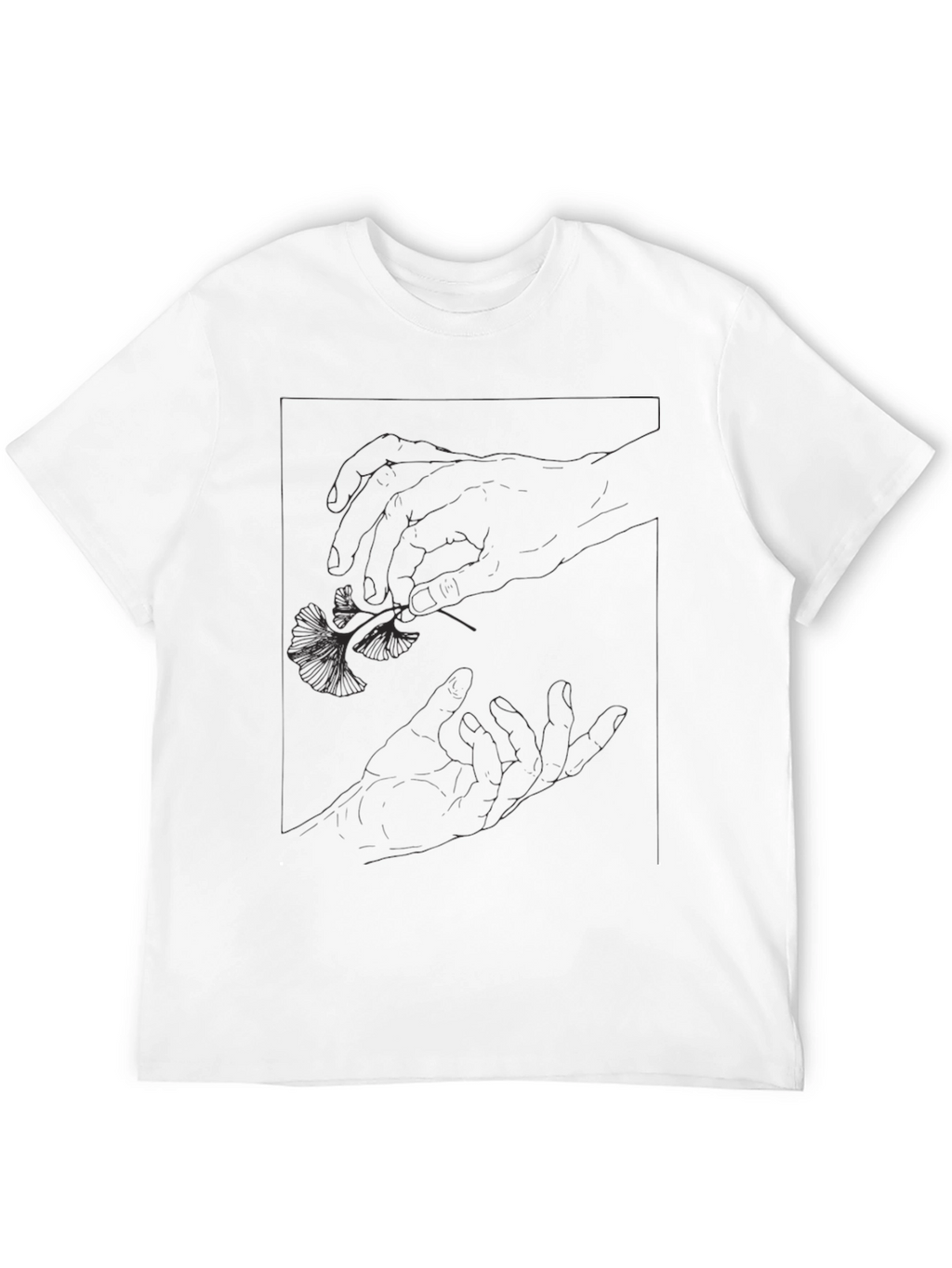 Black Graphic Tee - Botanical Hand Design