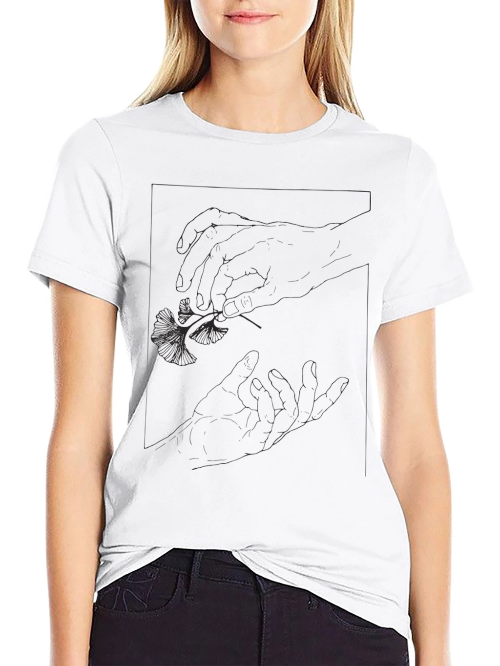 Black Graphic Tee - Botanical Hand Design
