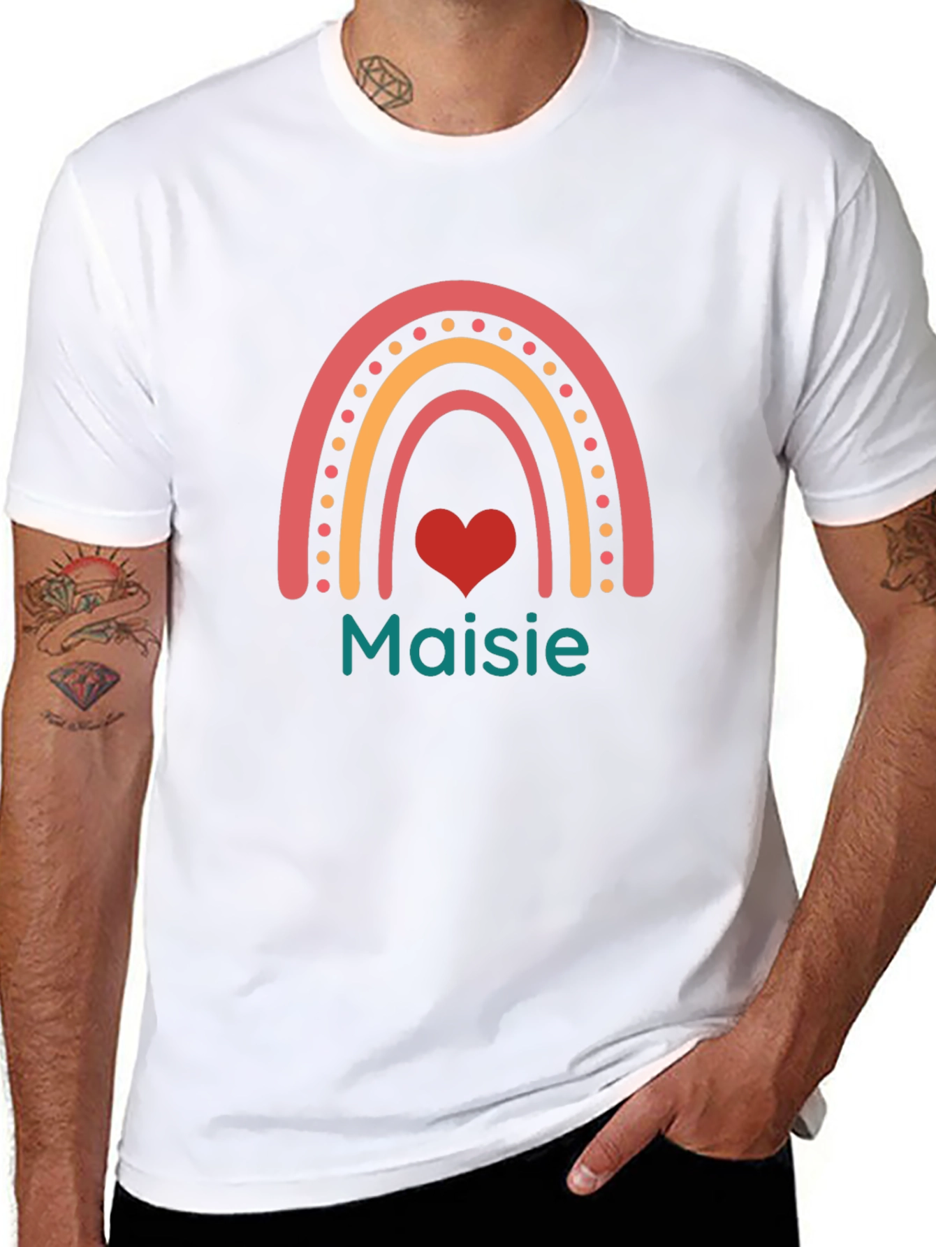 Personalized Rainbow Heart Name T-Shirt