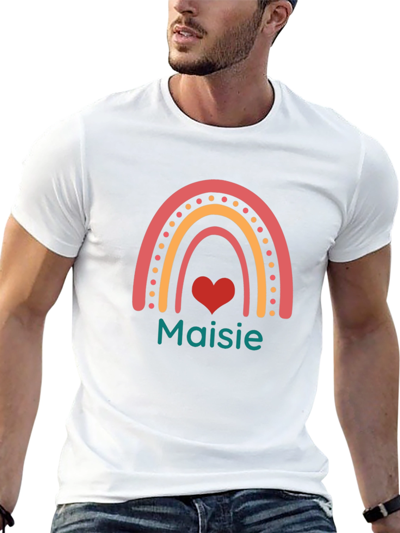 Personalized Rainbow Heart Name T-Shirt