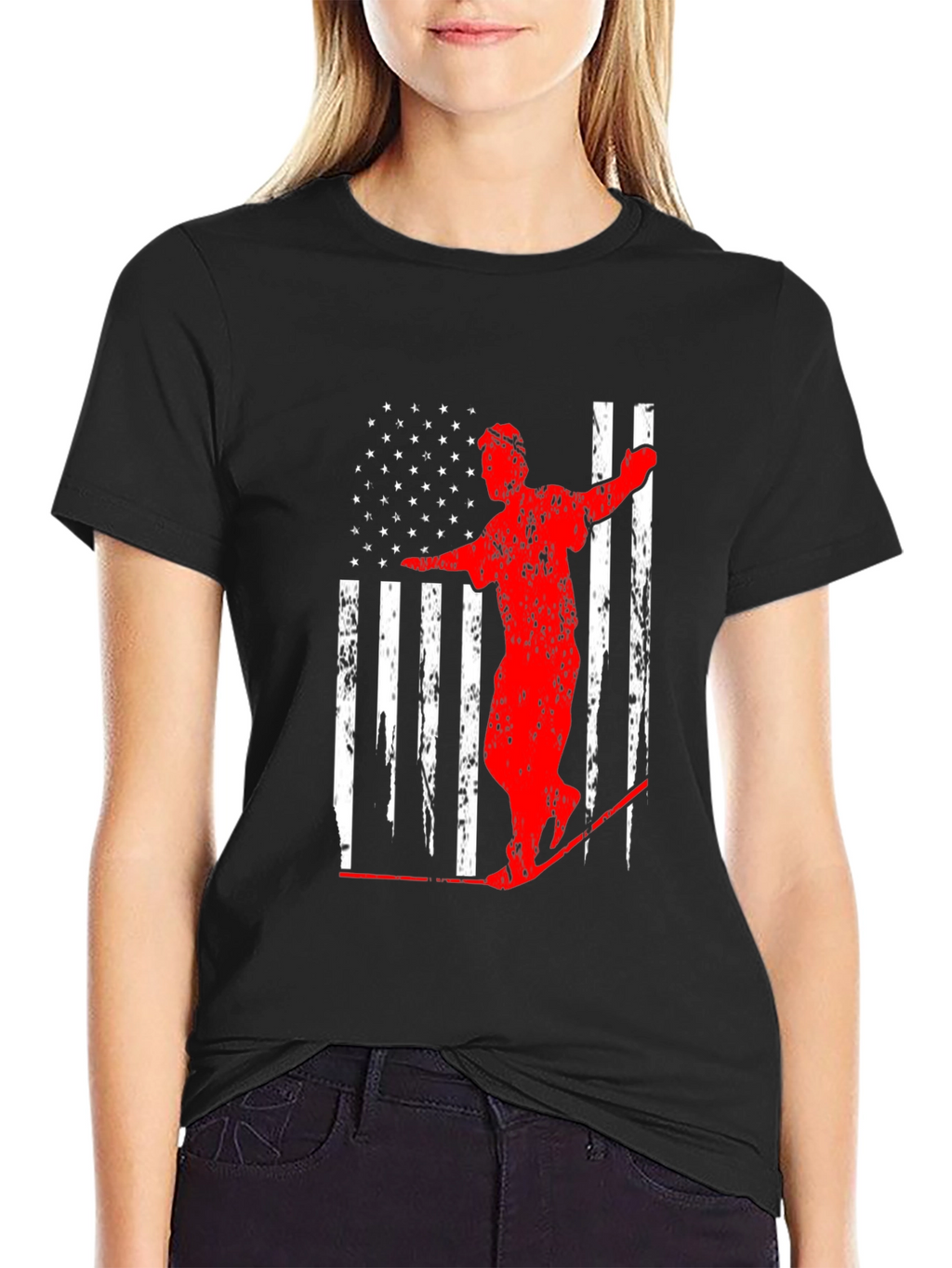 American Flag Ski T-Shirt