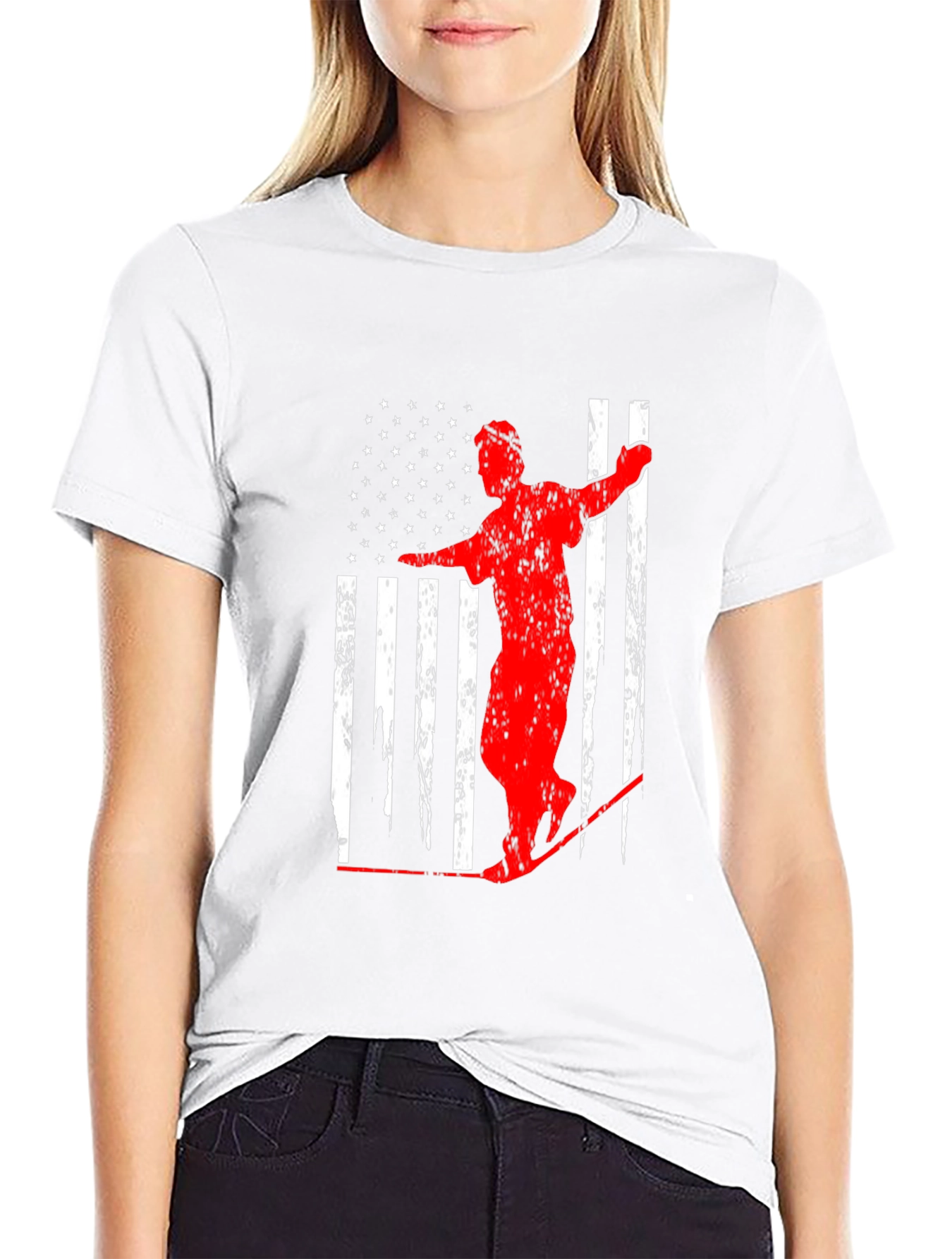 American Flag Ski T-Shirt