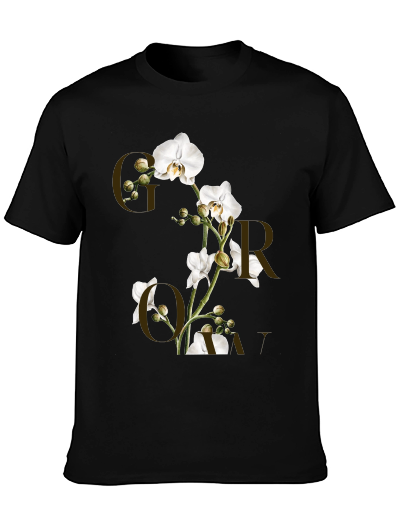 Floral Graphic Print Black T-Shirt
