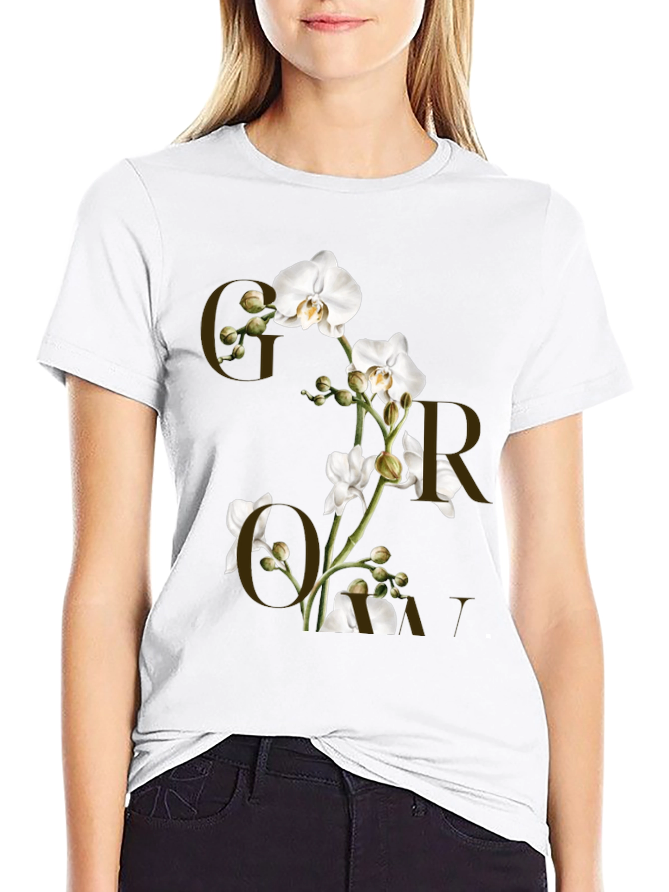 Floral Graphic Print Black T-Shirt