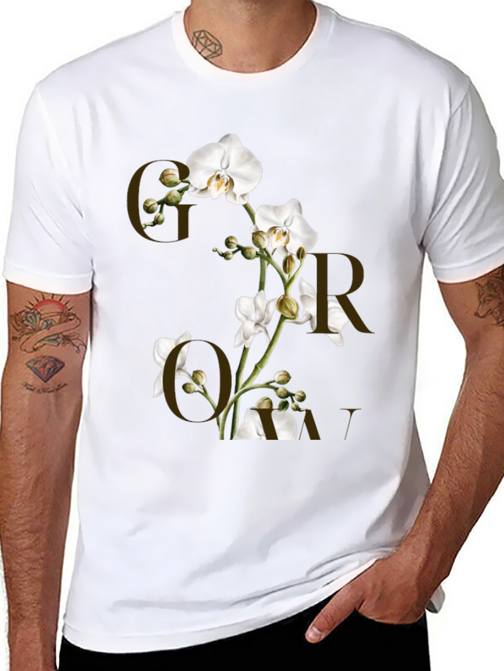 Floral Graphic Print Black T-Shirt