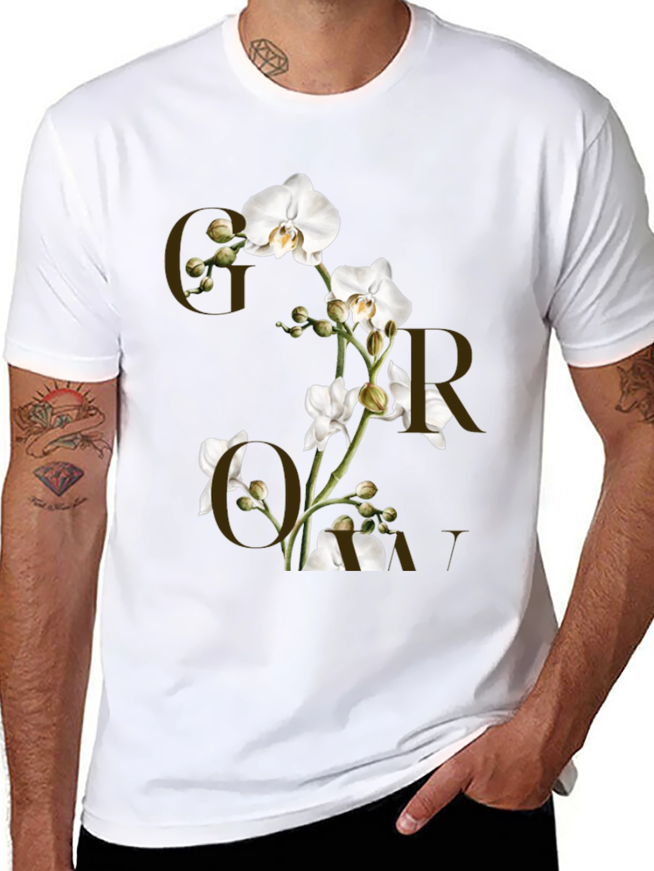 Floral Graphic Print Black T-Shirt