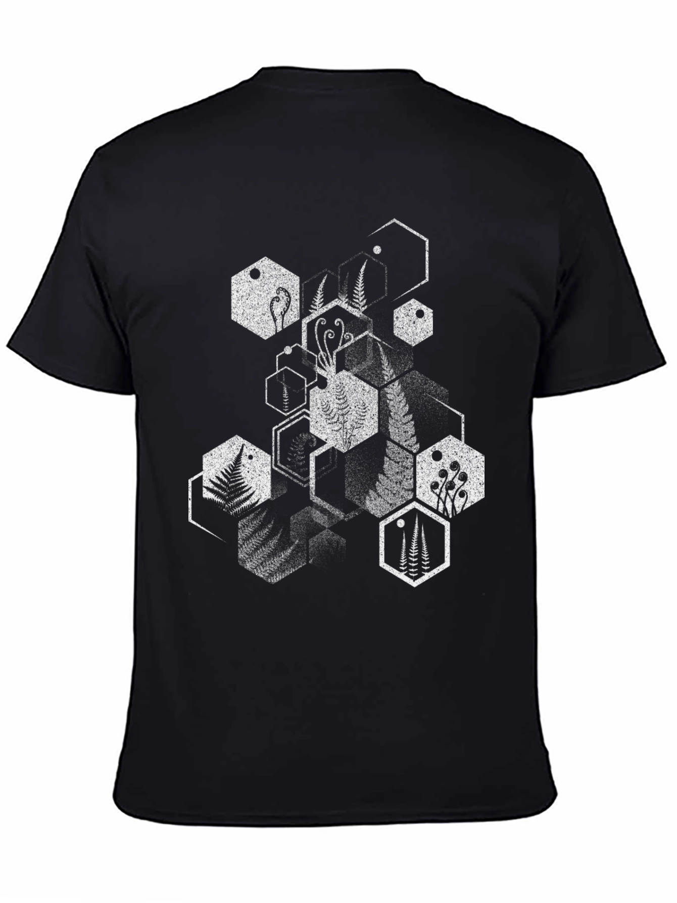 Geometric Fern Black T-Shirt