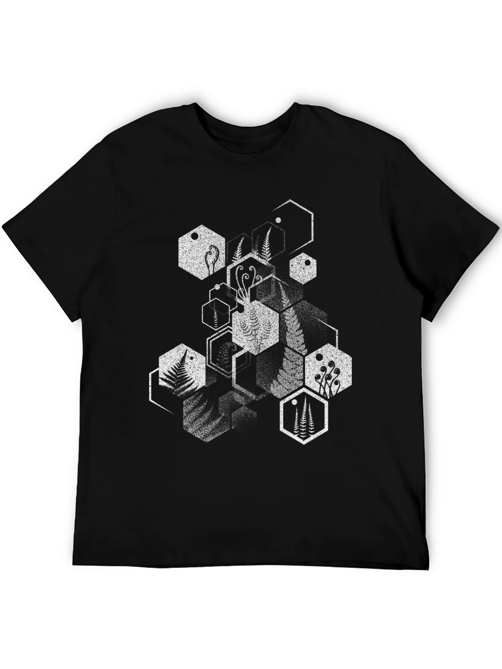 Geometric Fern Black T-Shirt
