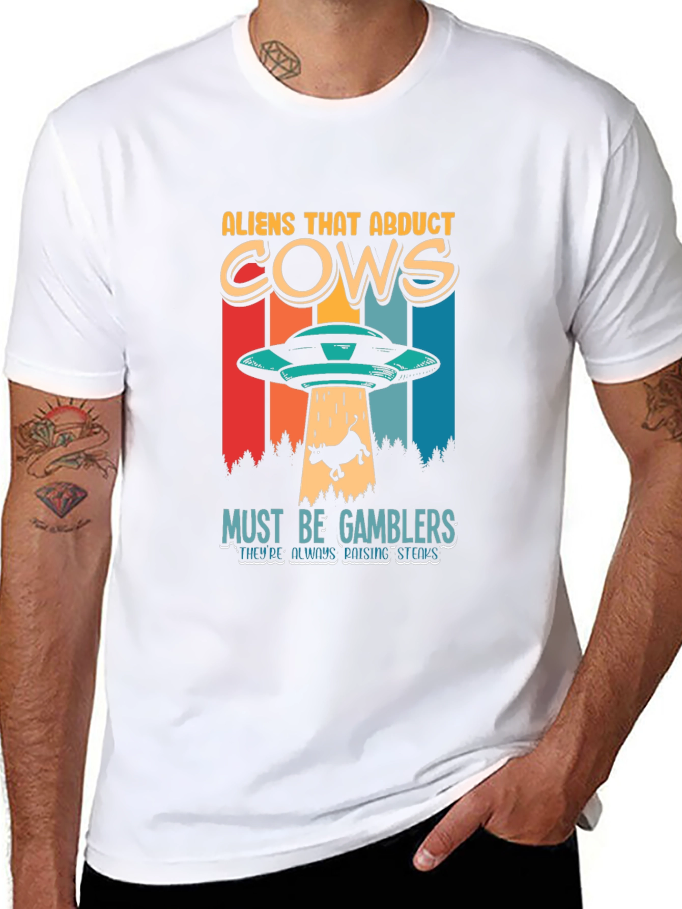 Aliens Abduct Cows Graphic Tee