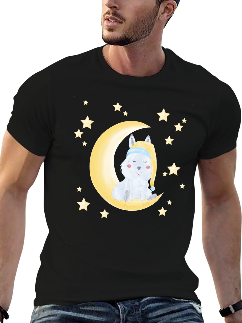 Cute Moon & Stars Sleeping Animal Graphic Tee