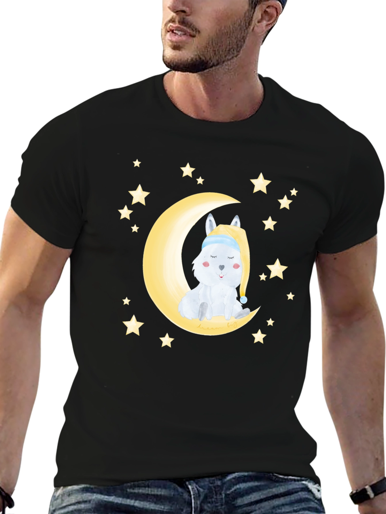Cute Moon & Stars Sleeping Animal Graphic Tee