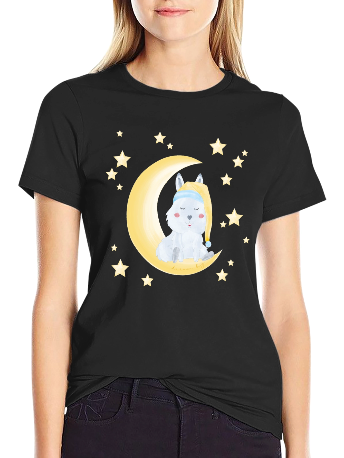 Cute Moon & Stars Sleeping Animal Graphic Tee