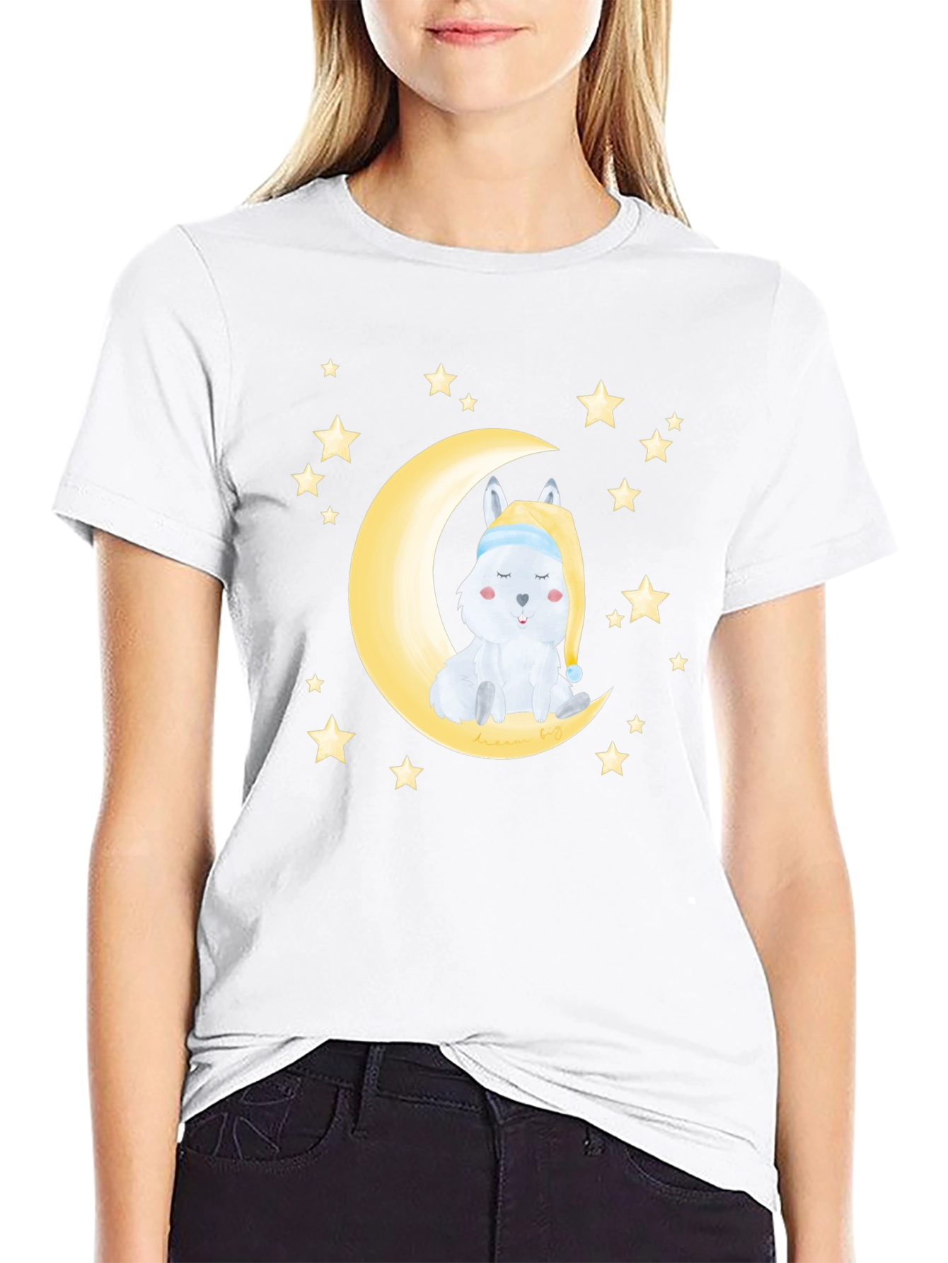 Cute Moon & Stars Sleeping Animal Graphic Tee