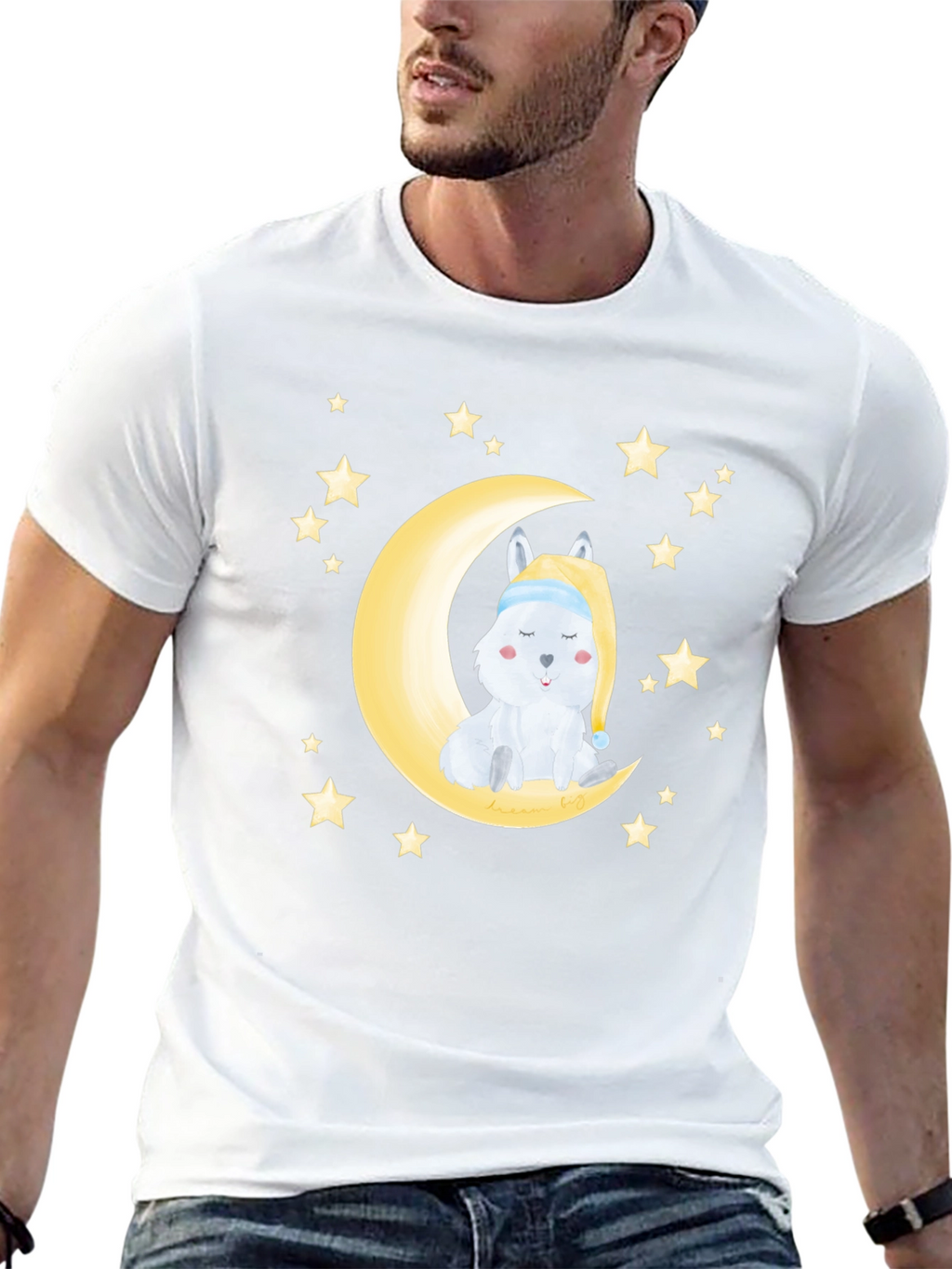 Cute Moon & Stars Sleeping Animal Graphic Tee