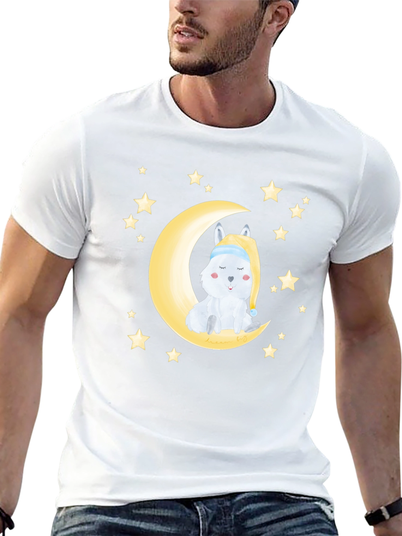 Cute Moon & Stars Sleeping Animal Graphic Tee