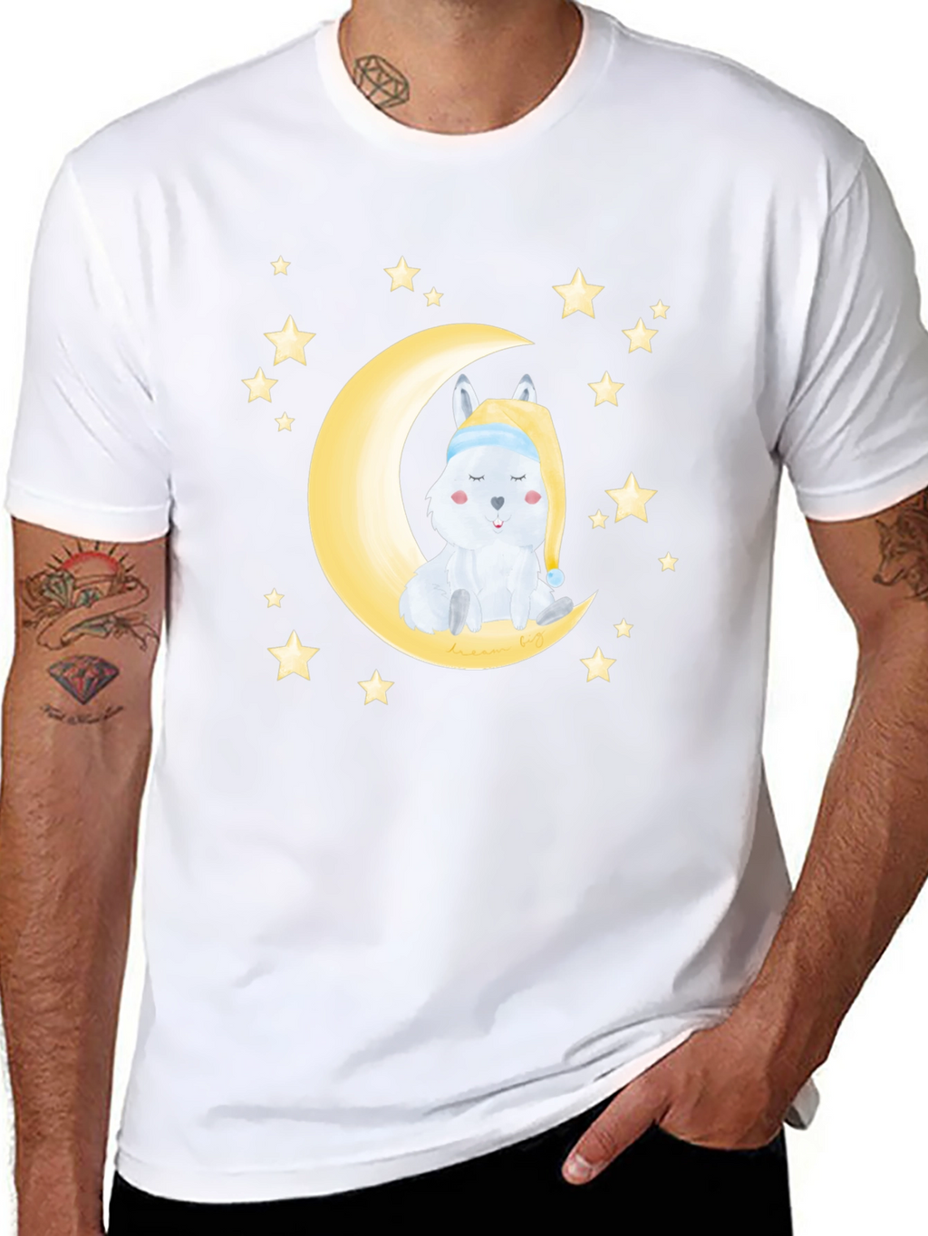 Cute Moon & Stars Sleeping Animal Graphic Tee