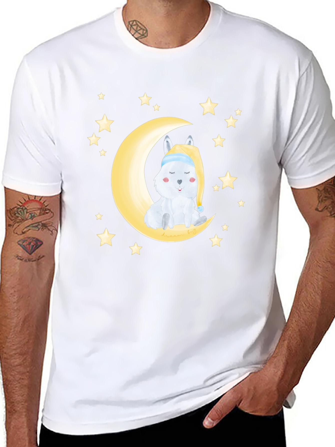 Cute Moon & Stars Sleeping Animal Graphic Tee