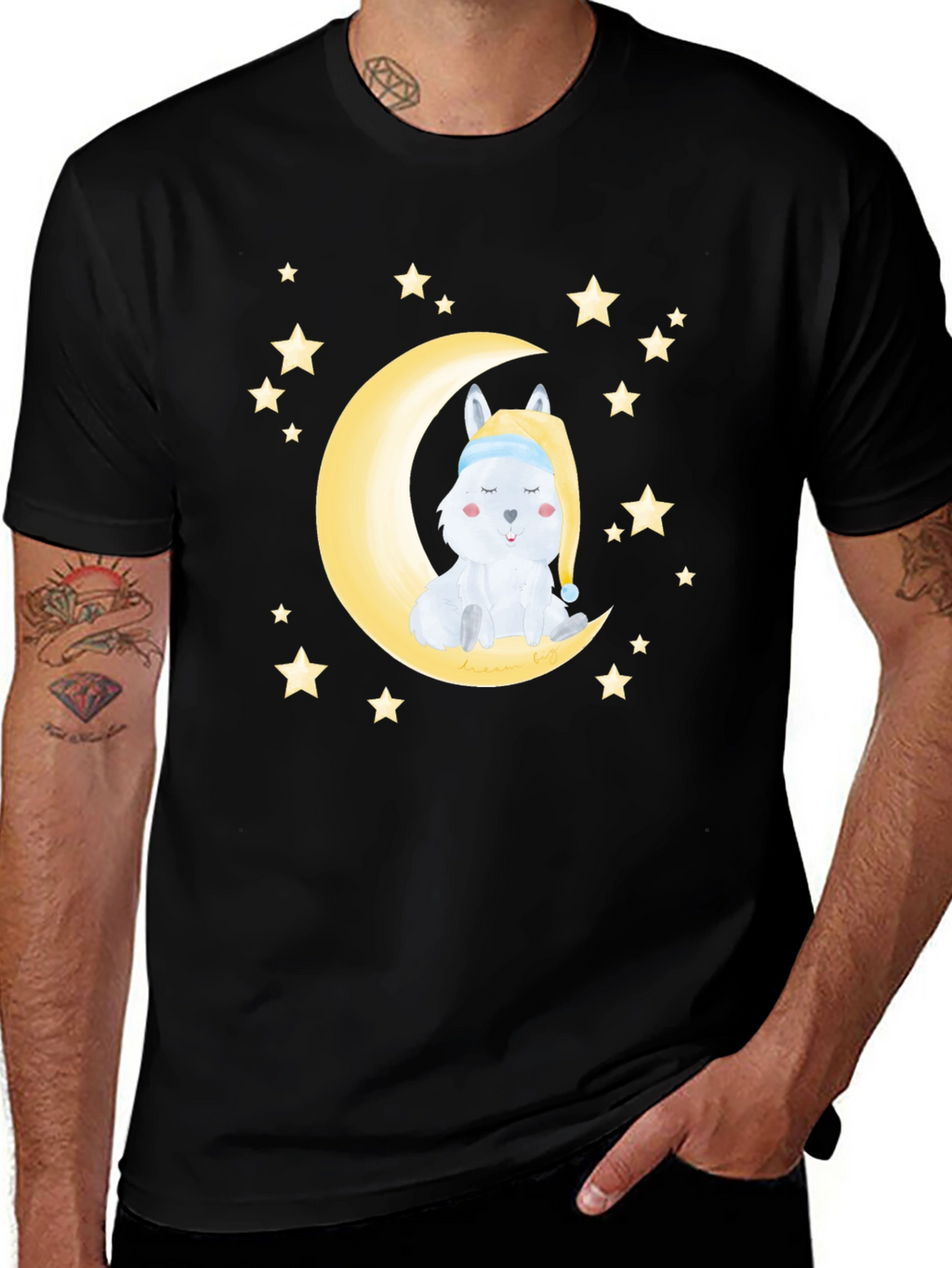 Cute Moon & Stars Sleeping Animal Graphic Tee